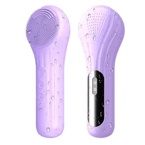 Vulpecula Spade - Facial Cleansing Brush, Silicone Face Scrubber with Heat and Vibration 5 Speeds, Waterproof Rechargeable Electric Face