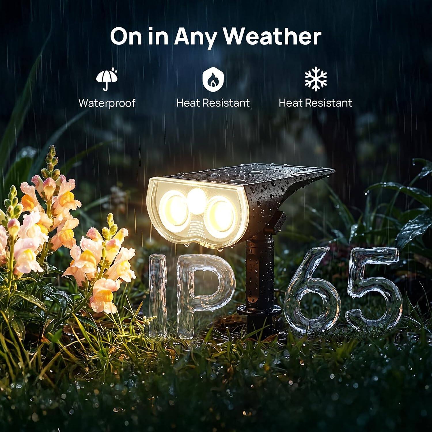 On in Any Weather

Waterproof  
Heat Resistant  
Heat Resistant  
IP65