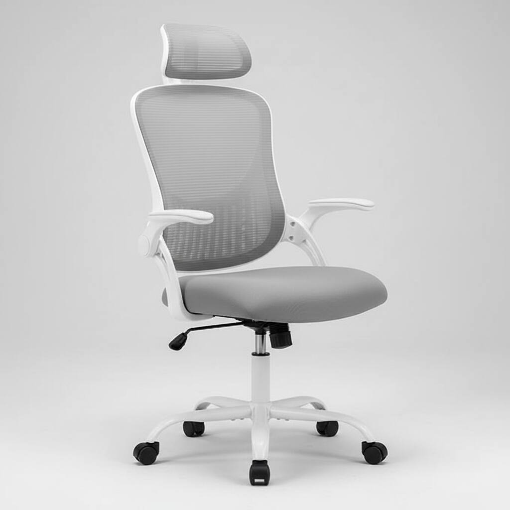 Front. AOITUN - Office Chair for Daily Comfort, Ergonomic High Back Support with Adjustable Height and Swivel, Ideal for Home Office - Gray.