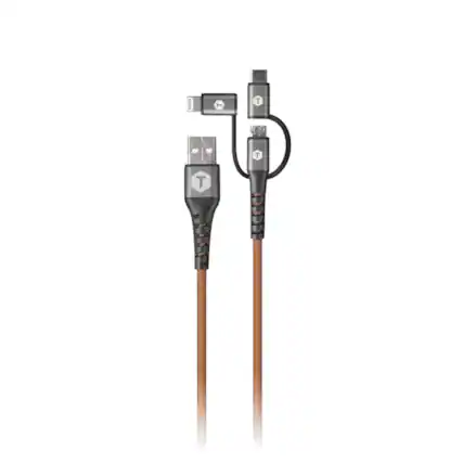 Front. ToughTested - ToughTested 4ft Multi Charging Cable | 3-in-1 Braided USB-A to Type-C, Lightning & Micro USB Fast Charger Cord.