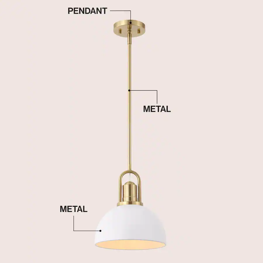 Jonathan Y Zane 9.5" 1 Light Metal Round Pendant Light, Brass Gold with ...