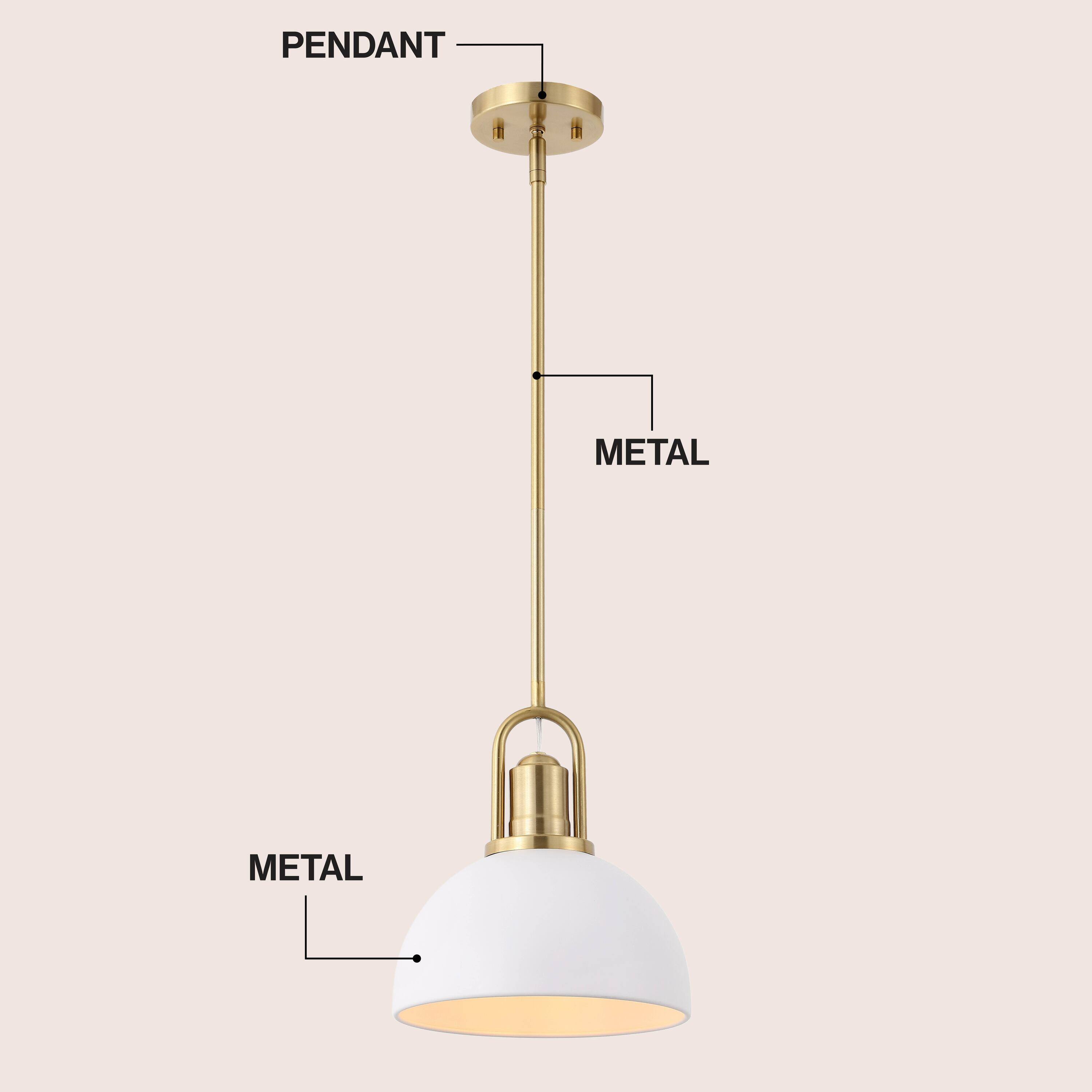 Jonathan Y Zane 9.5" 1 Light Metal Round Pendant Light, Brass Gold with ...