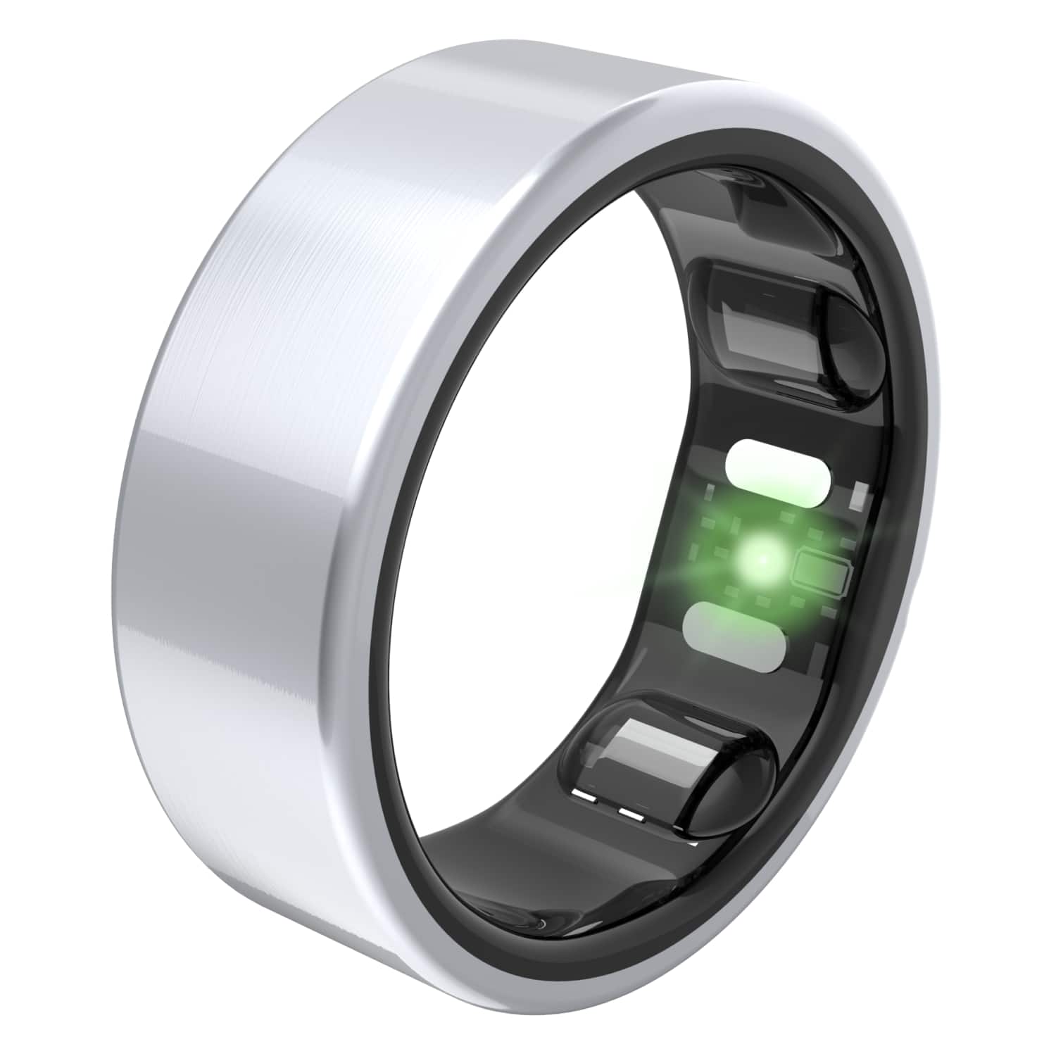 Front. QALO - QRNT Original Smart Ring – Snug Fit – Size Up –  Size 08 - Silver.