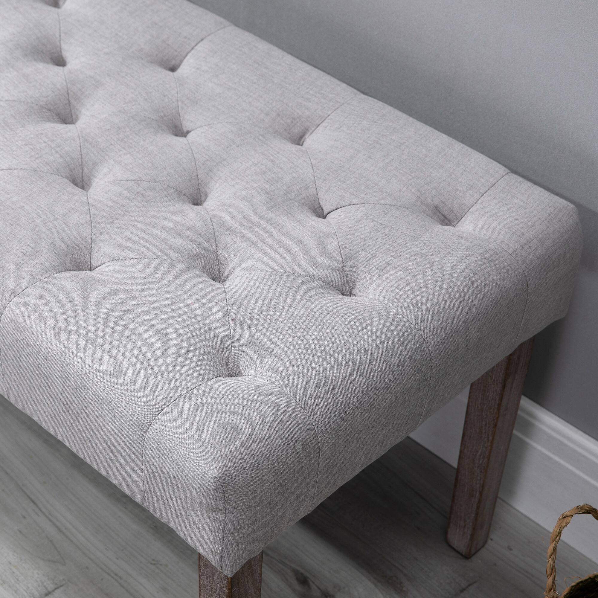 Alt View 4. Homcom - Simple Tufted Upholstered Ottoman Accent Bench with Soft Comfortable Cushion & Fashionable Modern Design - Gray.