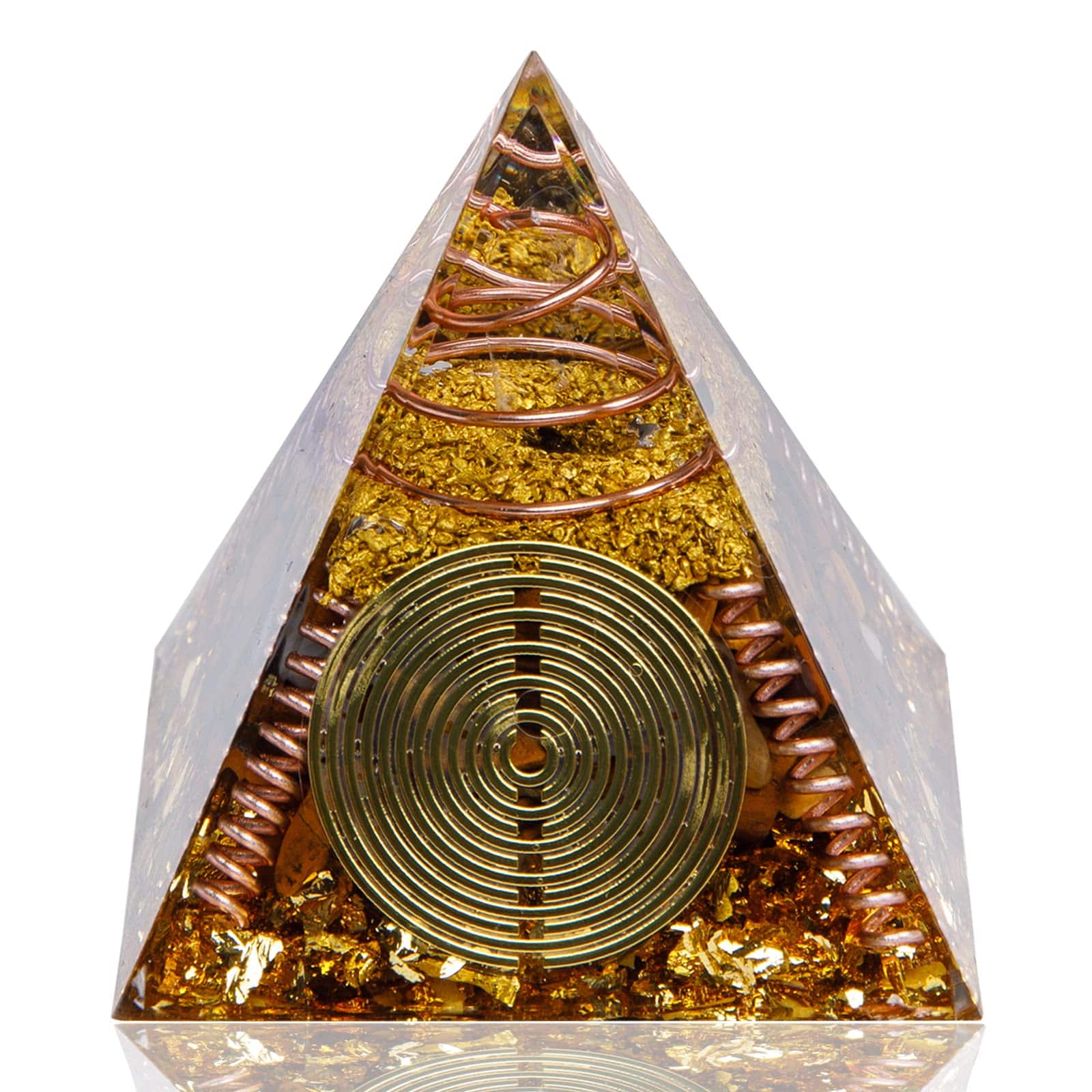 Alchemy Casas - Mini Obsidian Orgone Pyramid – Pocket Energy Generator for Luck & Wealth - Tiger Eye
