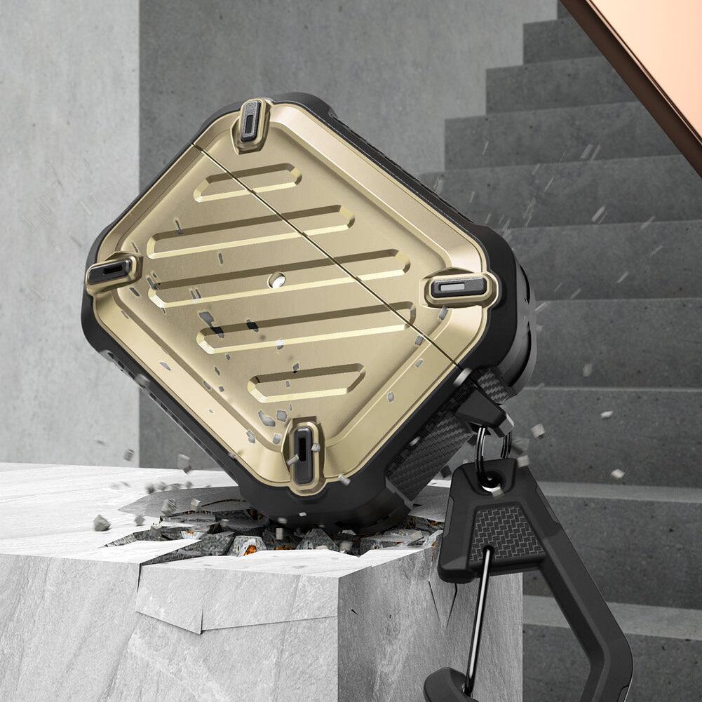 Angle. SUPCASE - Apple AirPods Pro 1 & 2 Unicorn Beetle PRO Rugged Case Waterproof Case - Gold.