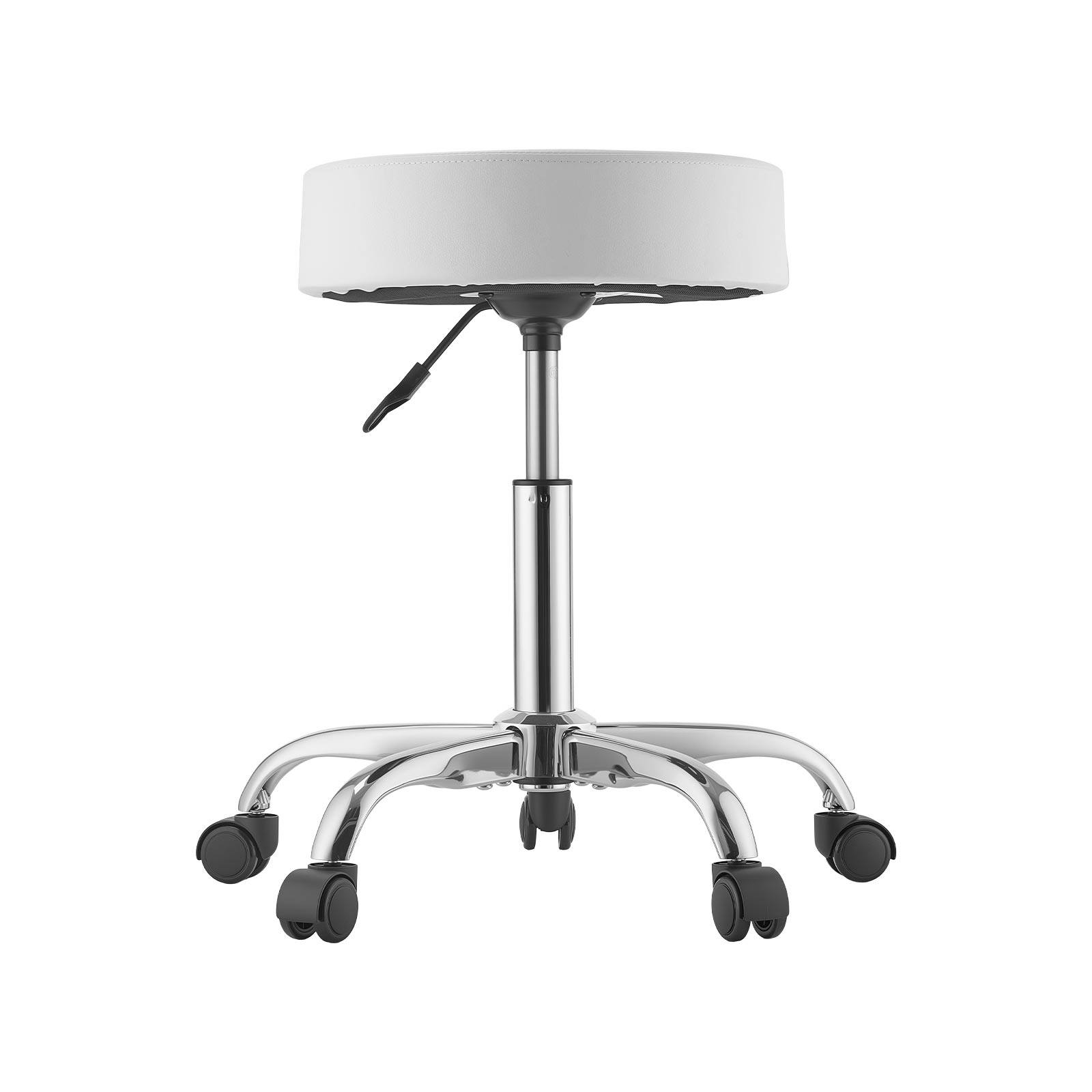 Alt View 5. VEVOR - Rolling Stool with Wheels,500 lbs Weight Capacity, Height Adjustable,Thick Cushion Ergonomic PU Leather Seat,360° Swivel - White.