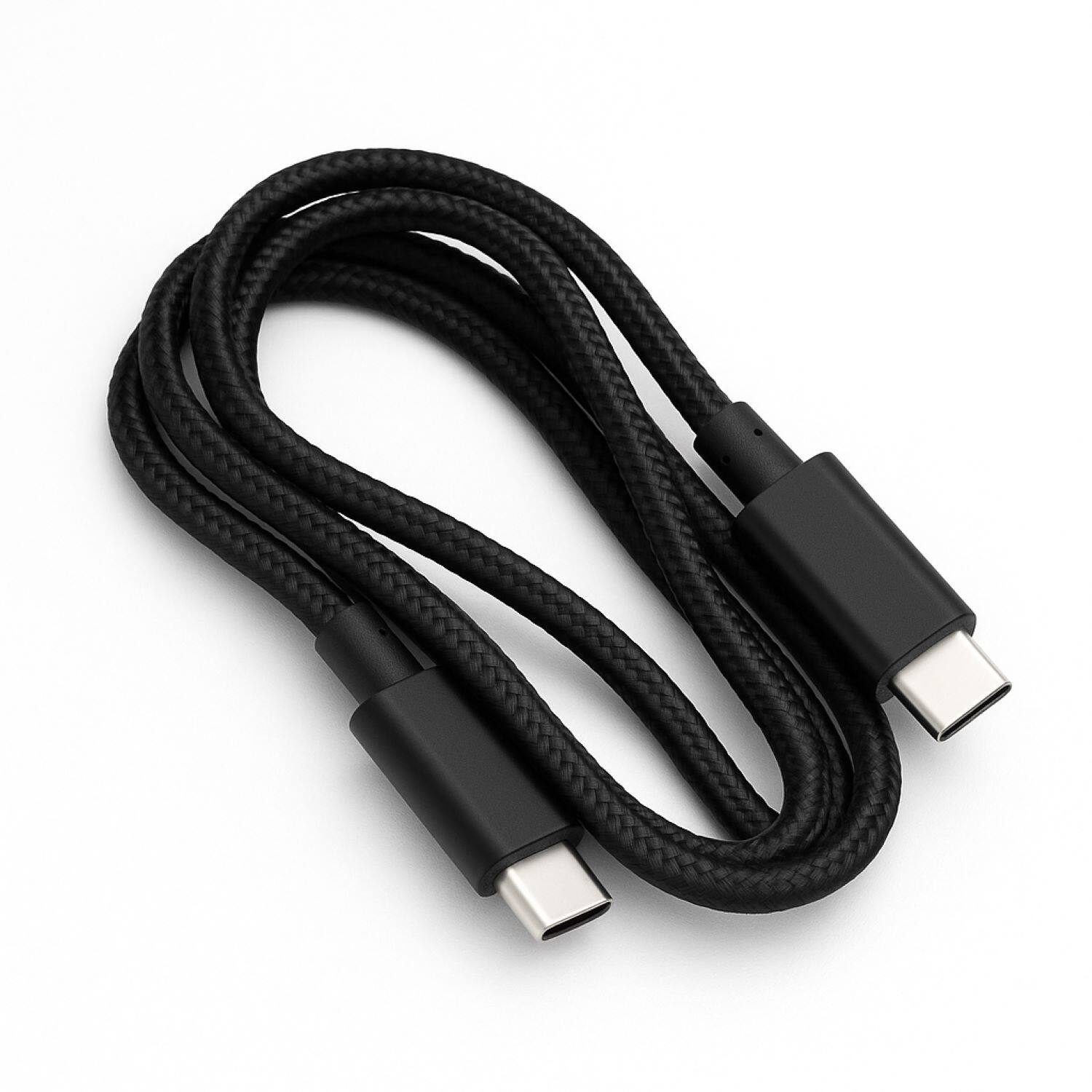 Left. Sanoxy - Braided USB-C to USB-C Fast Charging Cable 6FT - Black.