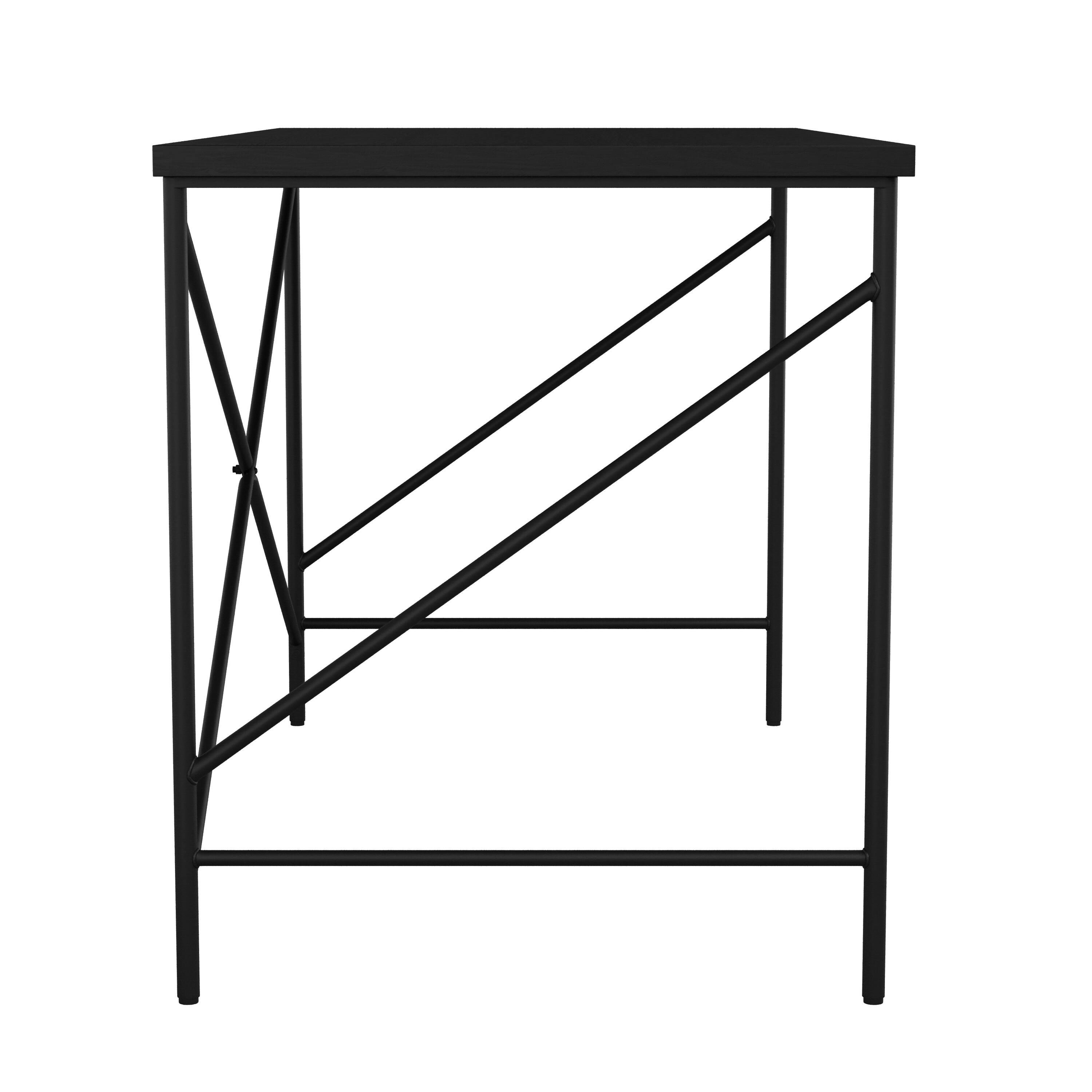 Alt View 19. Martha Stewart - Maddox Black Wood Grain Parsons Desk - Black Top/Oil Rubbed Bronze Frame.