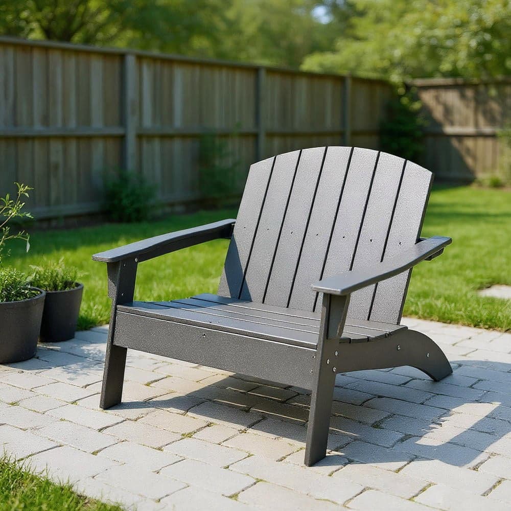 Kadyn - Folding Chairs, Patio Outside Chairs, Lawn Chairs,HDPE Patio Adirondack Chair for Porch Garden Backyard - Gray