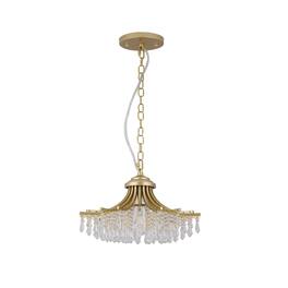 Loheer - Fan Shaped Glass Pendant Chandelier, Matte Gold Single Light, 11.75 Inch Diameter