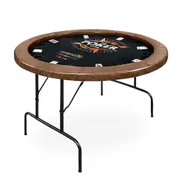 SereneLife - 8- Player Round Foldable Poker Table, Casino Leisure Texas Holdem Table, w/ water Resistant Cushioned Rail