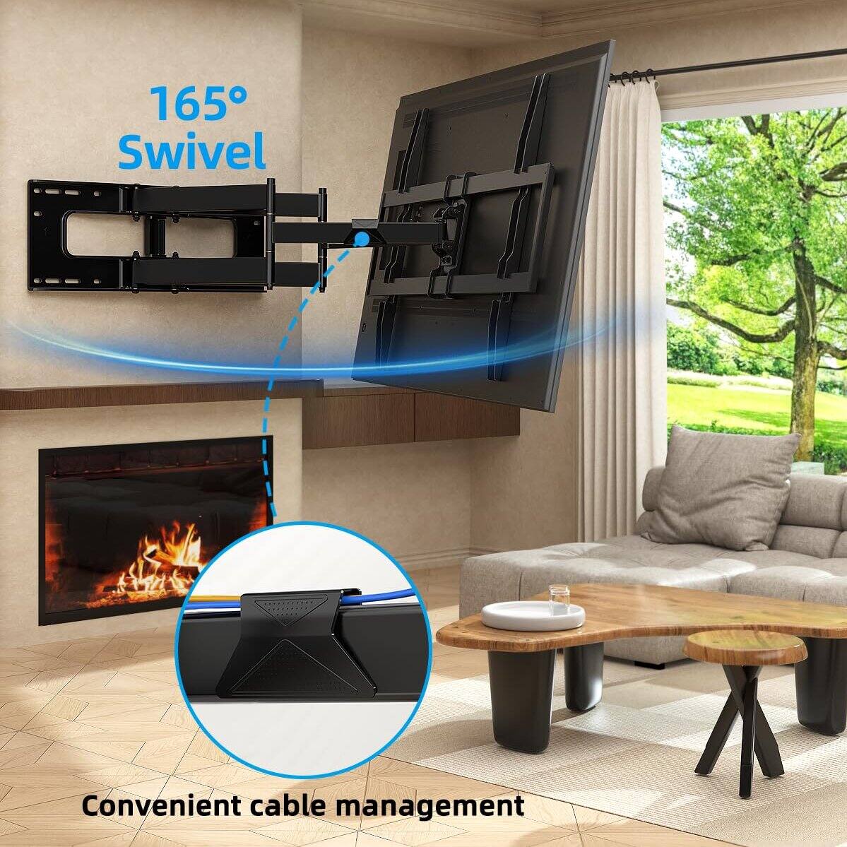 165° Swivel  
Convenient cable management
