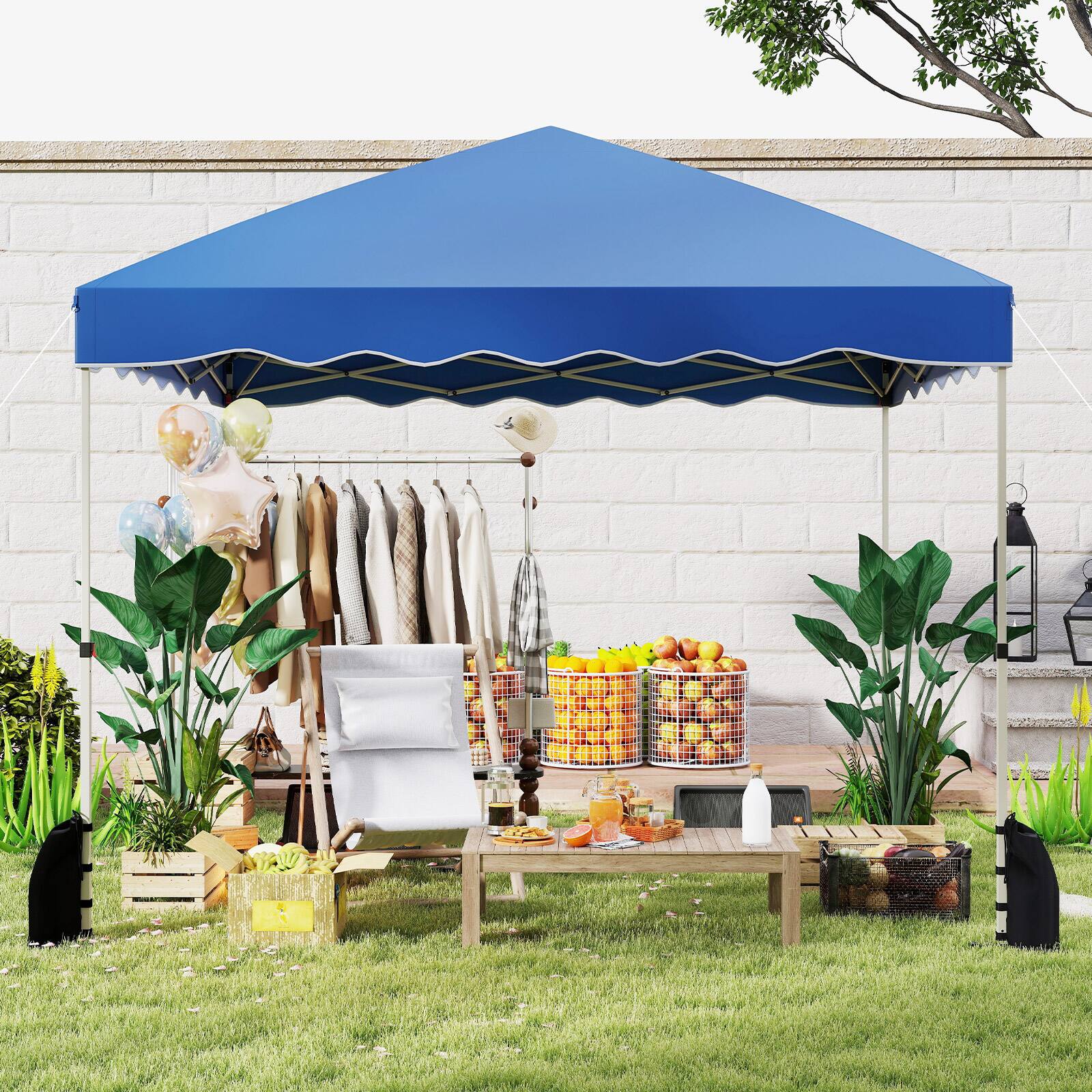Alt View 3. Gymax - Gymax 10 X 10 FT Pop up Canopy Tent Portable Foldable Patio Shelter w/ Wheeled Bag Blue - Blue.