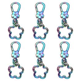 Unique Bargains - 6pcs Metal Keychain Clip Swivel Lobster Claw Clasp Quick Release Flower Key Ring Detachable for Crafts Bag Lanyard - Colored