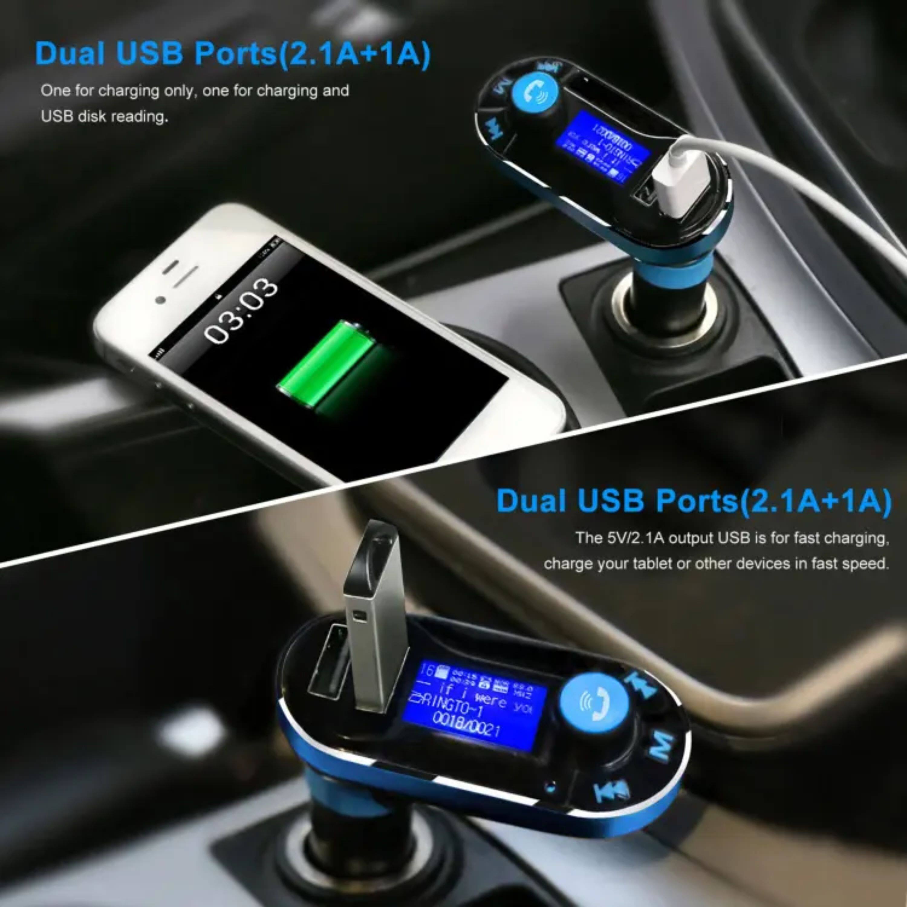 Dual USB Ports(2.1A+1A)  
One for charging only, one for charging and USB disk reading.

Dual USB Ports(2.1A+1A)  
The 5V/2.1A output USB is for fast charging. Charge your tablet or other devices in fast speed.