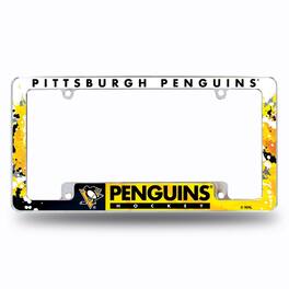 Rico Industries - Pittsburgh Penguins NHL Chrome Metal License Plate Frame with Bold Full Frame Design - Multi