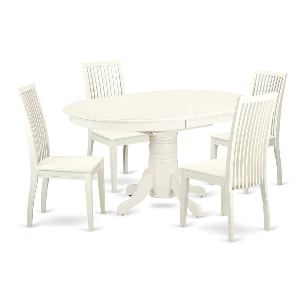 Back. East West Furniture - Dining Room Set Linen White - Brown.