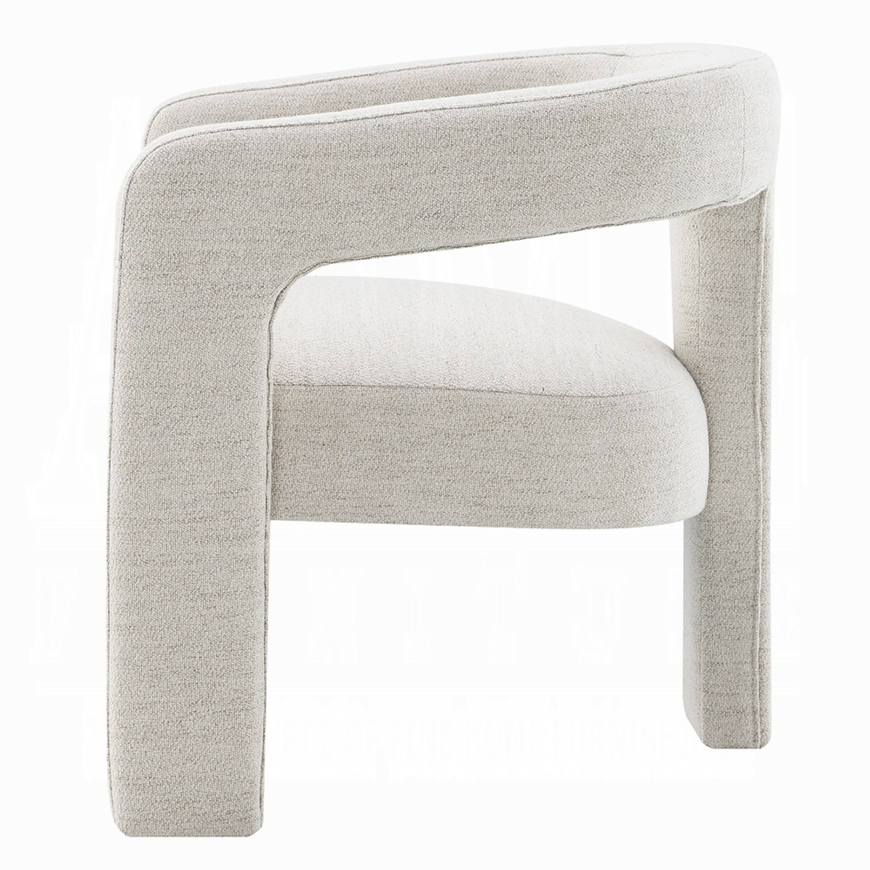 Alt View 3. Manhattan Lane - Side Dining Chair Set of 2, Textured Off White Boucle, Curved Back - Off White.