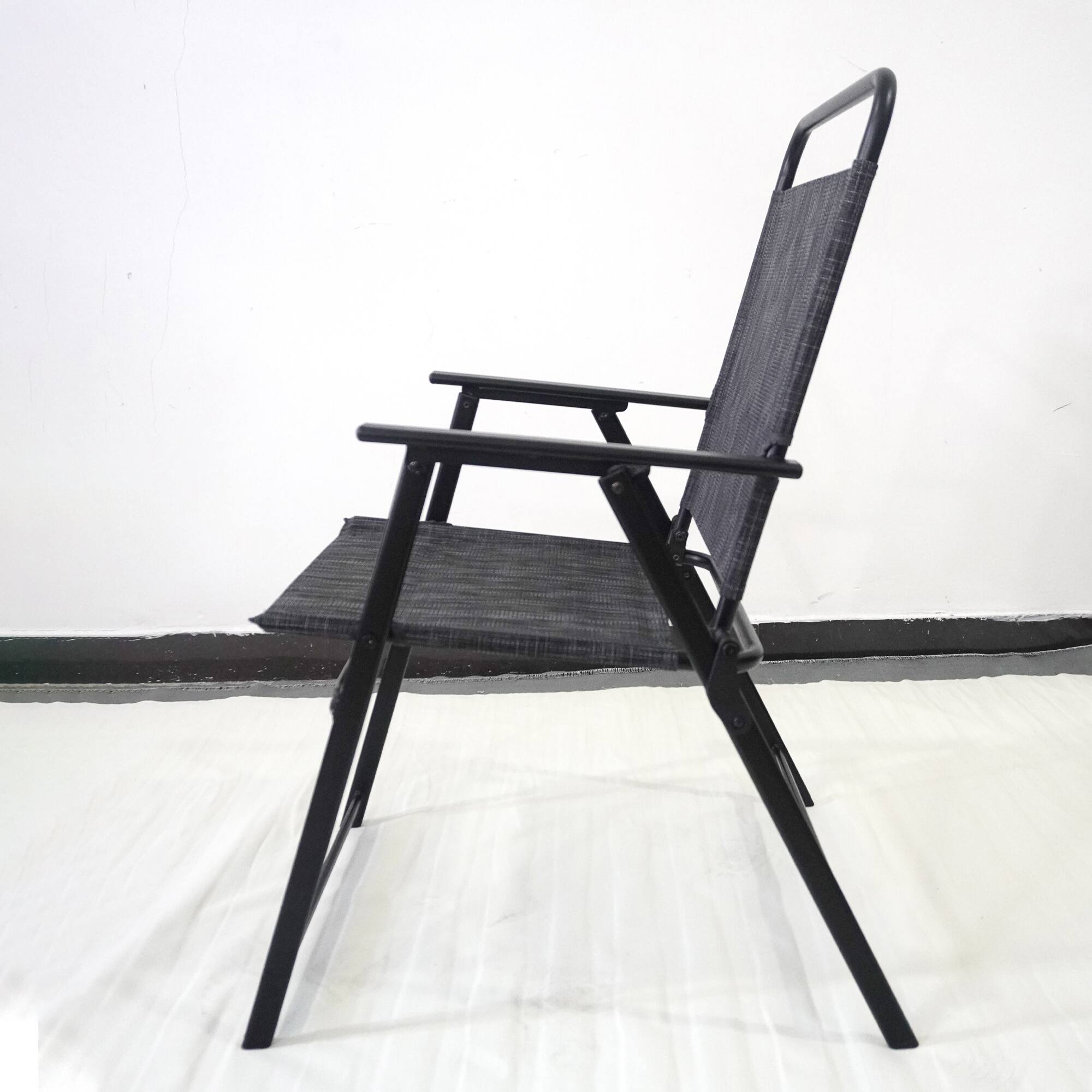 Alt View 1. APRILSOUL - For Living Sling Folding Dining Set Steel Frame Tempered Glass Umbrella Included - Gray.