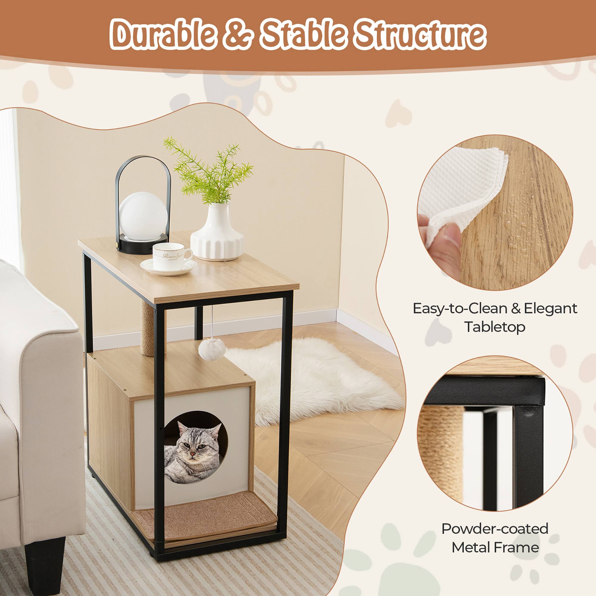 Durable & Stable Structure

Easy-to-Clean & Elegant Tabletop

Powder-coated Metal Frame