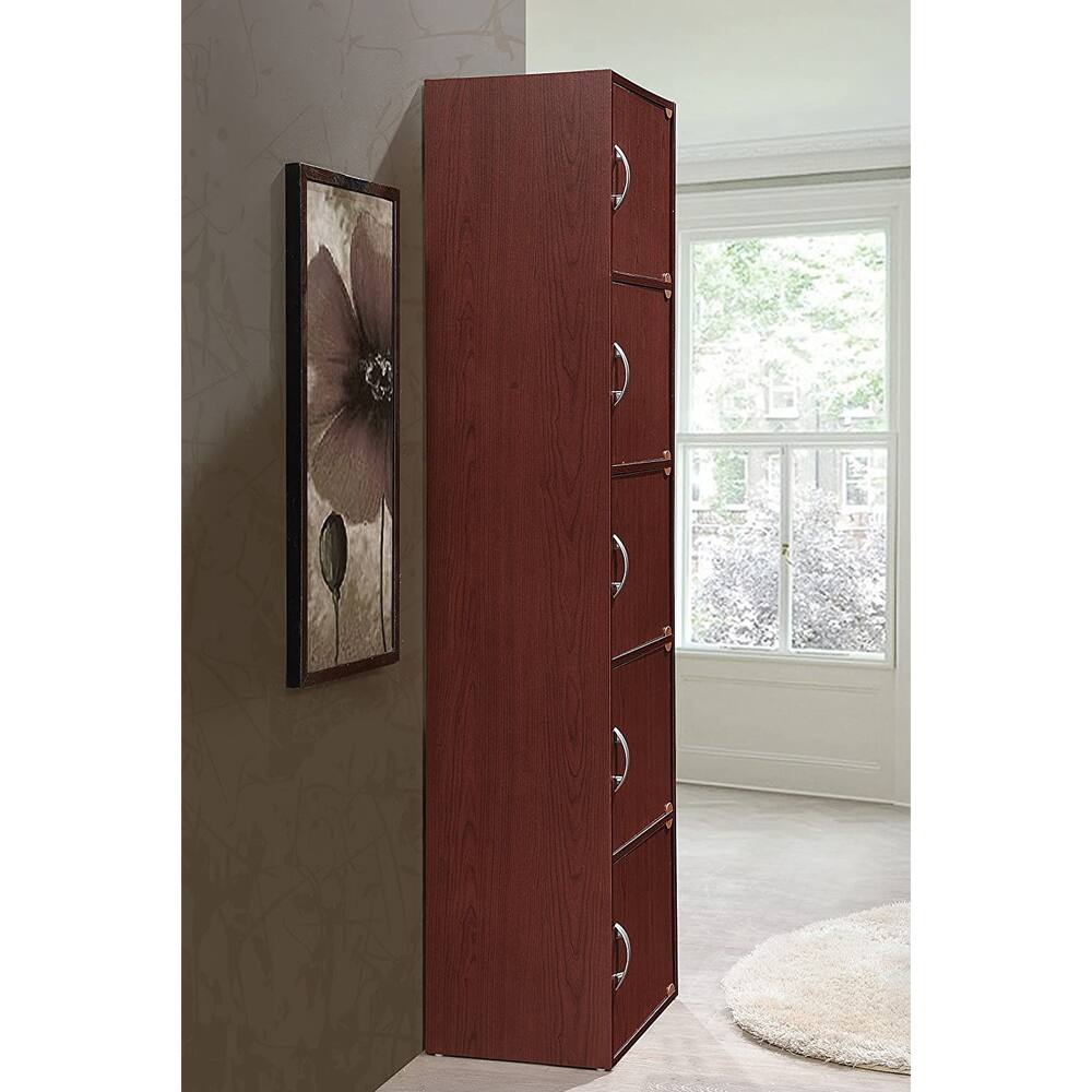 Alt View 2. Hodedah - Hodedah 5 Shelf Home and Office Enclosed Organization Storage Cabinet, Mahogany - Mahogany.