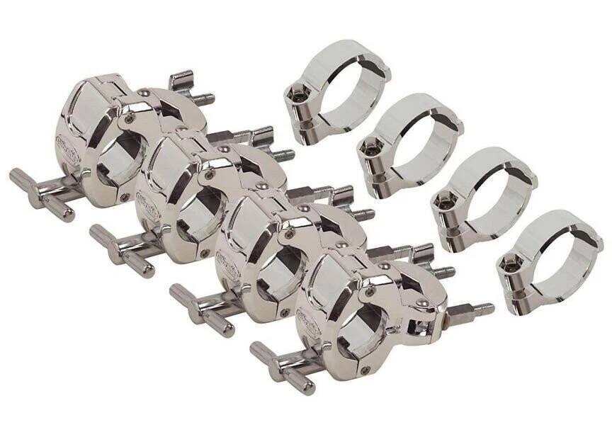 Front. Gibraltar Hardware - Multi Clamp Memory Lock Upgrade Package, with 4 Chrome Rack Clamps & Matching GCML Memory Locks, Secure Drum Rack Setup.