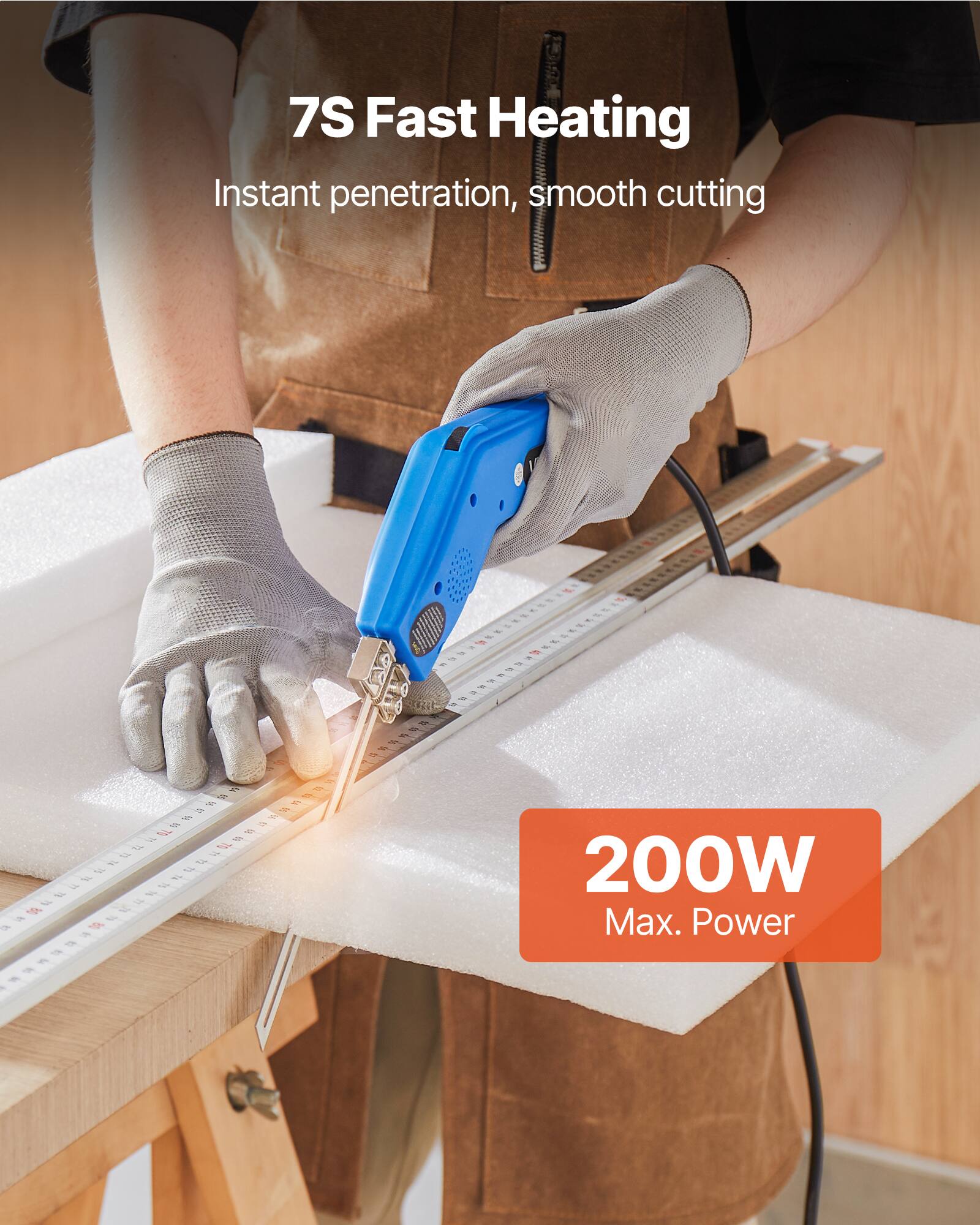 7S Fast Heating  
Instant penetration, smooth cutting  

200W Max. Power