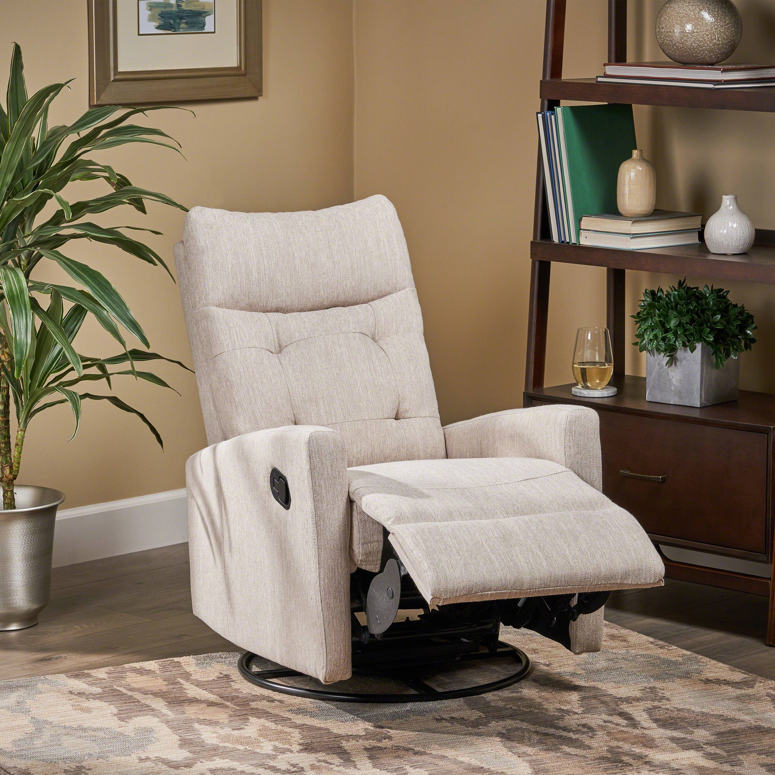 Alt View 1. APRILSOUL - Recliner Chairs Swivel Rocker Glider Chair Nursery Recliner Upholstered Fabric Modern Armrests - Beige.