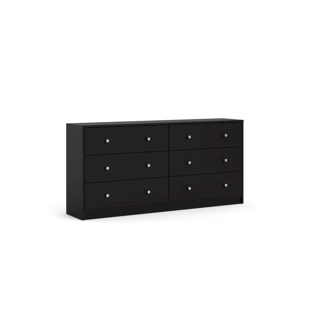Angle. FurniFact - Black Dresser for Bedroom – Modern 6 Drawer Dresser with Spacious Storage – Sleek Black Dresser and Bedroom Dresser - Black.