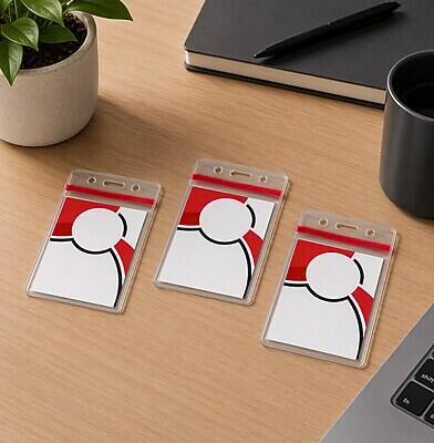 Alt View 4. Staples - Vertical Sealable ID Badge Holders, 5" x 3", Vinyl, 50/Pack - Clear.