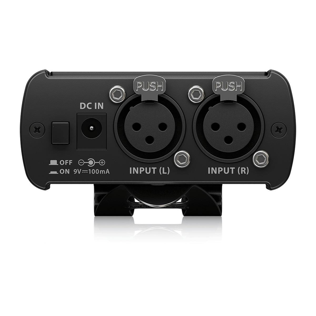 PUSH PUSH DC IN OFF ON 9V 100mA INPUT (L) INPUT (R)