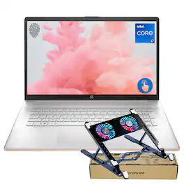 HP - 17 Laptop 17.3" HD+ Touchscreen - Intel Core i7-1355U with 16GB RAM - 1TB Solid State Drive - PCO Laptop Cooler - Rose