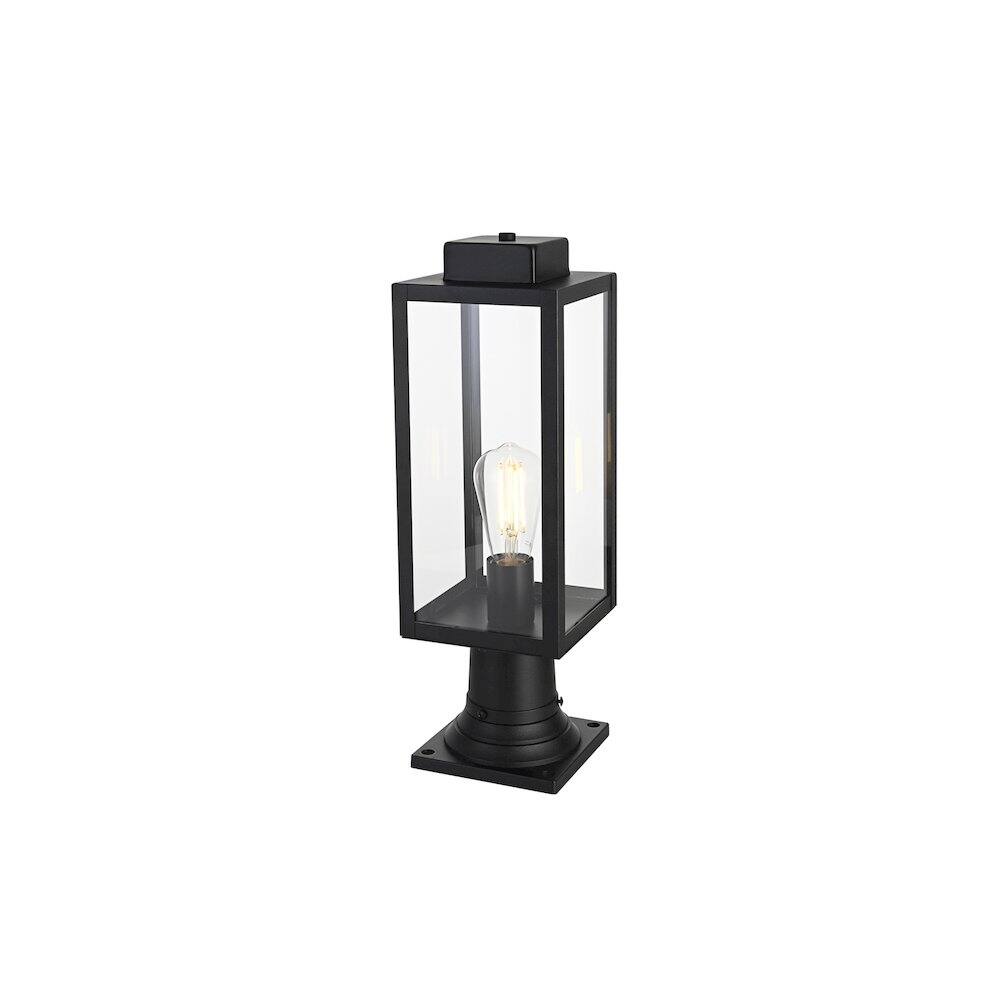 Angle. Elegant Lighting - Hilton 7 inch Outdoor Pendant in Black - Black.