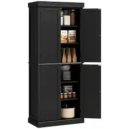 Homcom - Kitchen Cabinet, Pantry Storage Cabinet with Doors and Shelves - Black