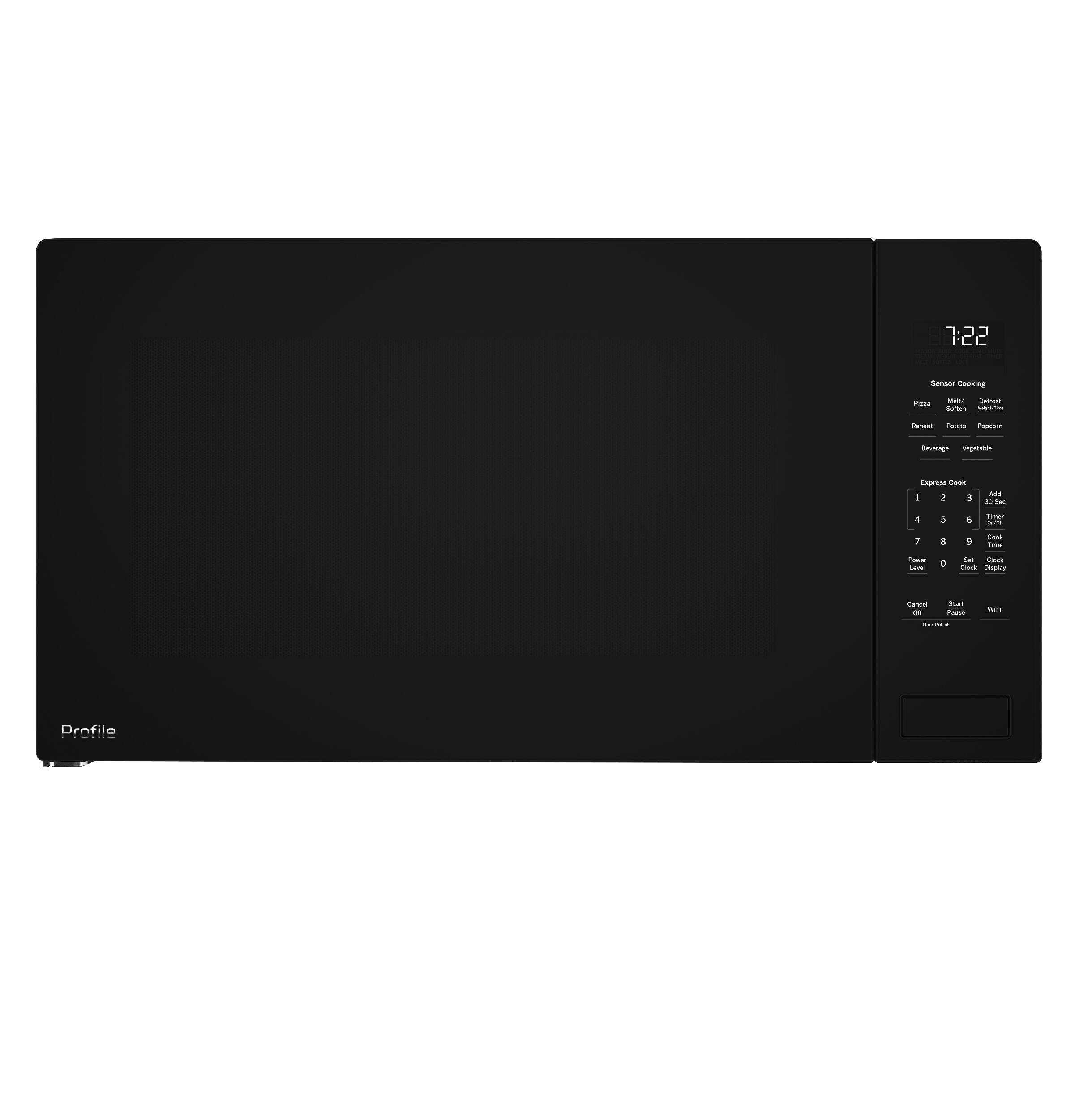 7:22  
Sensor Cooking  
- Pizza  
- Meat / Defrost  
- Roast  
- Beverage  
- Express Cook  
- 1  
- 2  
- 3  
- 4  
- 5  
- 6  
- 7  
- 8  
- 9  
- Cancel  
- Start  
- WiFi  
- Profile