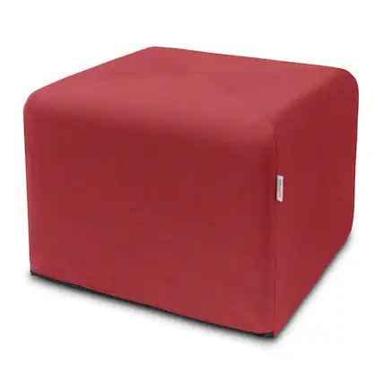 Front. Jaxx - Jaxx Monroe Square Foam Ottoman with Stain Resistant Performance Fabric, Large (24 x 24 x 18), Poppy Red - Poppy Red.