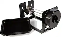 FC Design - Non-Electric Wind-Up Rotisserie Basic Set – Manual Spit Roaster w/ Basket, Cage, Skewers & Mat for BBQ & Oven Use -B - Black/Silver
