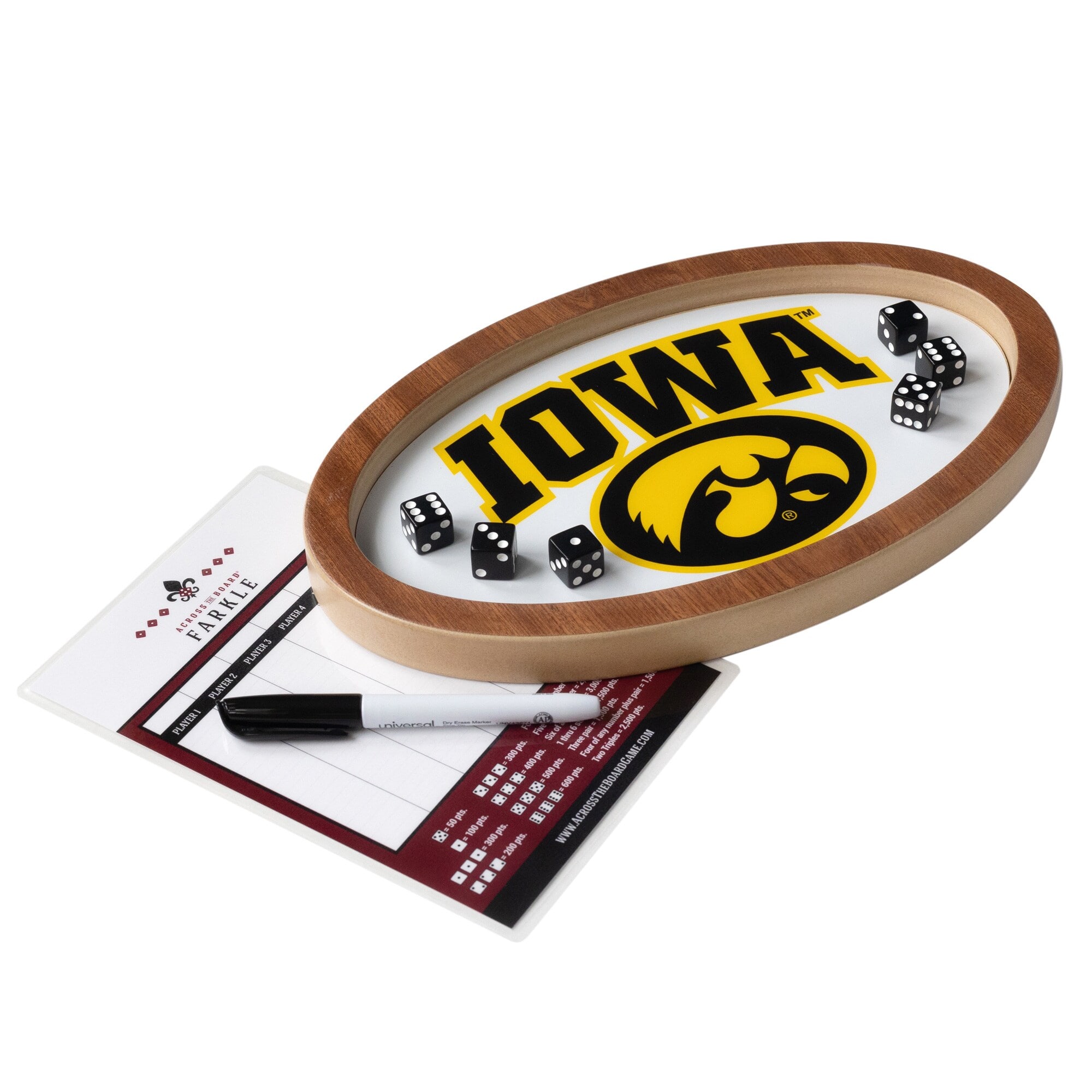 Across the Board - Iowa Hawkeyes Farkle Dice Game - Multicolor