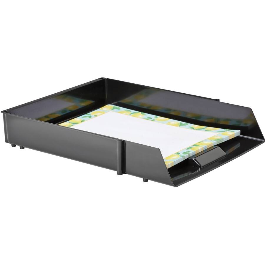 Left. Deflecto - Deflecto AntiMicrobial Industrial Front Load Tray 2.40" Height x 10.83" Width x 13.78" Depth - Black.