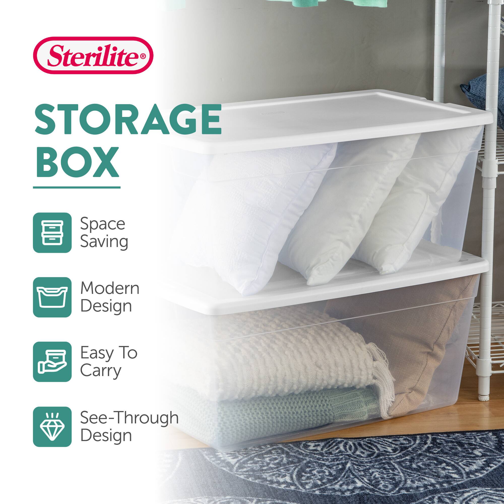 Sterilite STORAGE BOX  
Space Saving  
Modern Design  
Easy To Carry  
See-Through Design