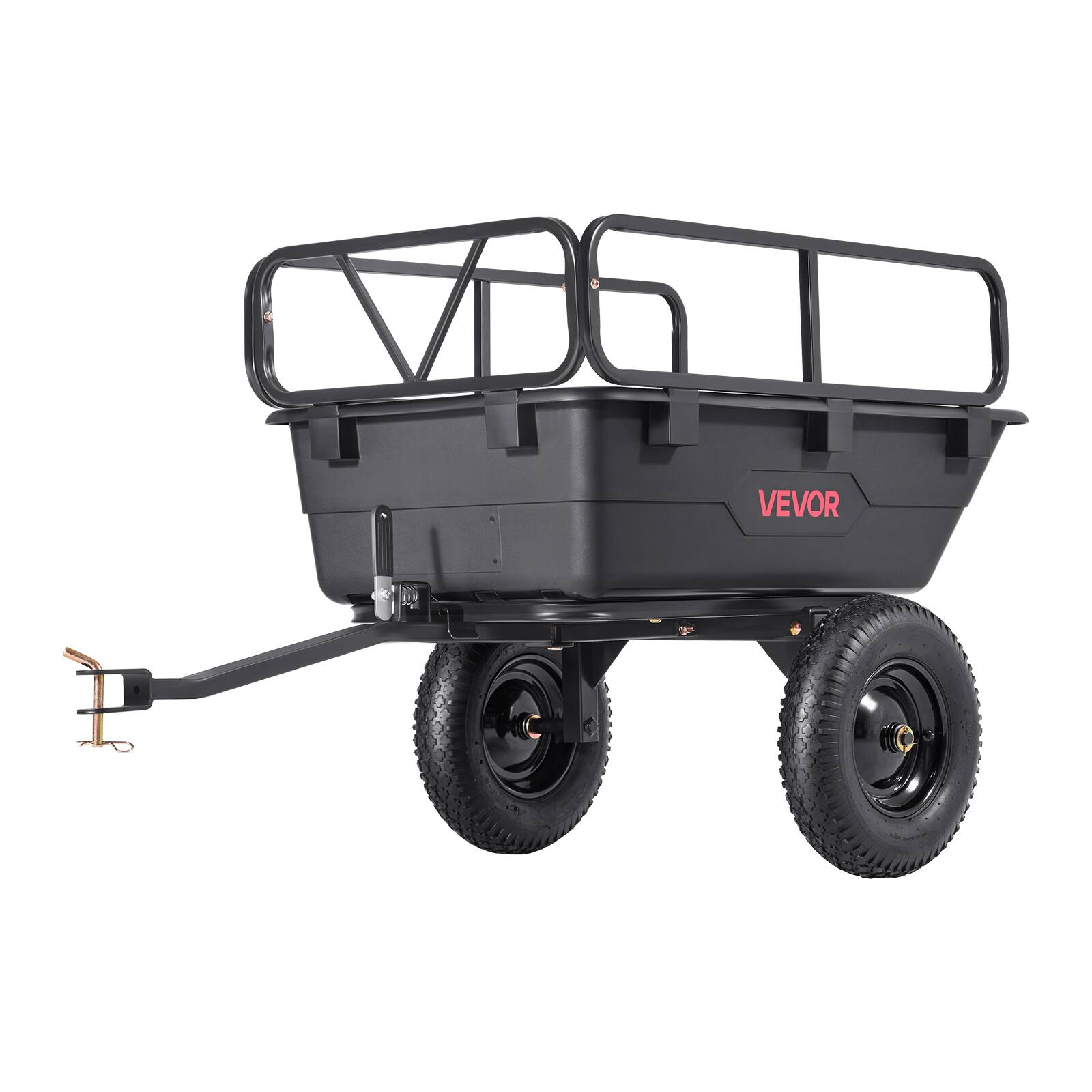 Alt View 5. VEVOR - Garden Utility Trailer, 10 Cu. Ft 500lbs, ATV UTV Hauling Trailer, Tow Behind Poly Dump Cart with 16" Tires - Black.