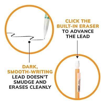 - CLICK THE BUILT-IN ERASER TO ADVANCE THE LEAD
- DARK, SMOOTH-WRITING LEAD DOESN'T SMUDGE AND ERASES CLEANLY