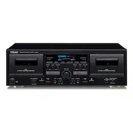 TEAC - W-1200 Dual Cassette Player Recorder with Pitch Control Mic Input & USB Out - Black