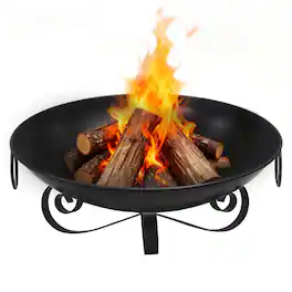 Costway - 24" Metal Fire Pit Bowl with Handles & Elevated Stand, Heat-resistant for Picnic - Black