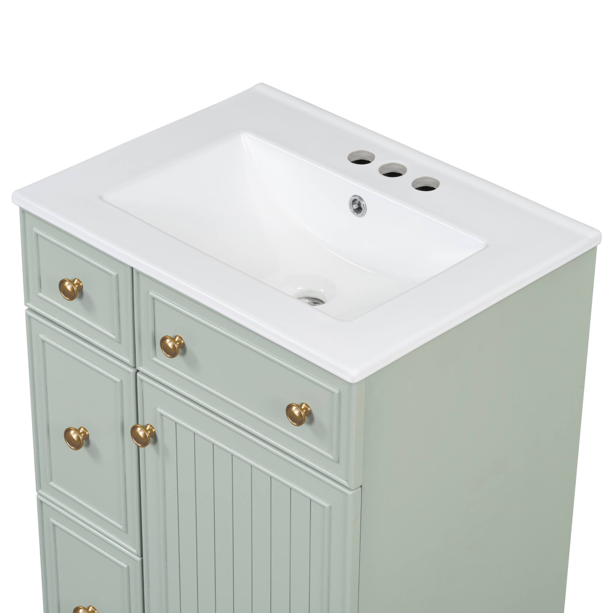 Alt View 10. ELEMENT ACE - Compact 24-Inch Bathroom Vanity Cabinet with Ceramic Sink and Ample Storage Space - Green.