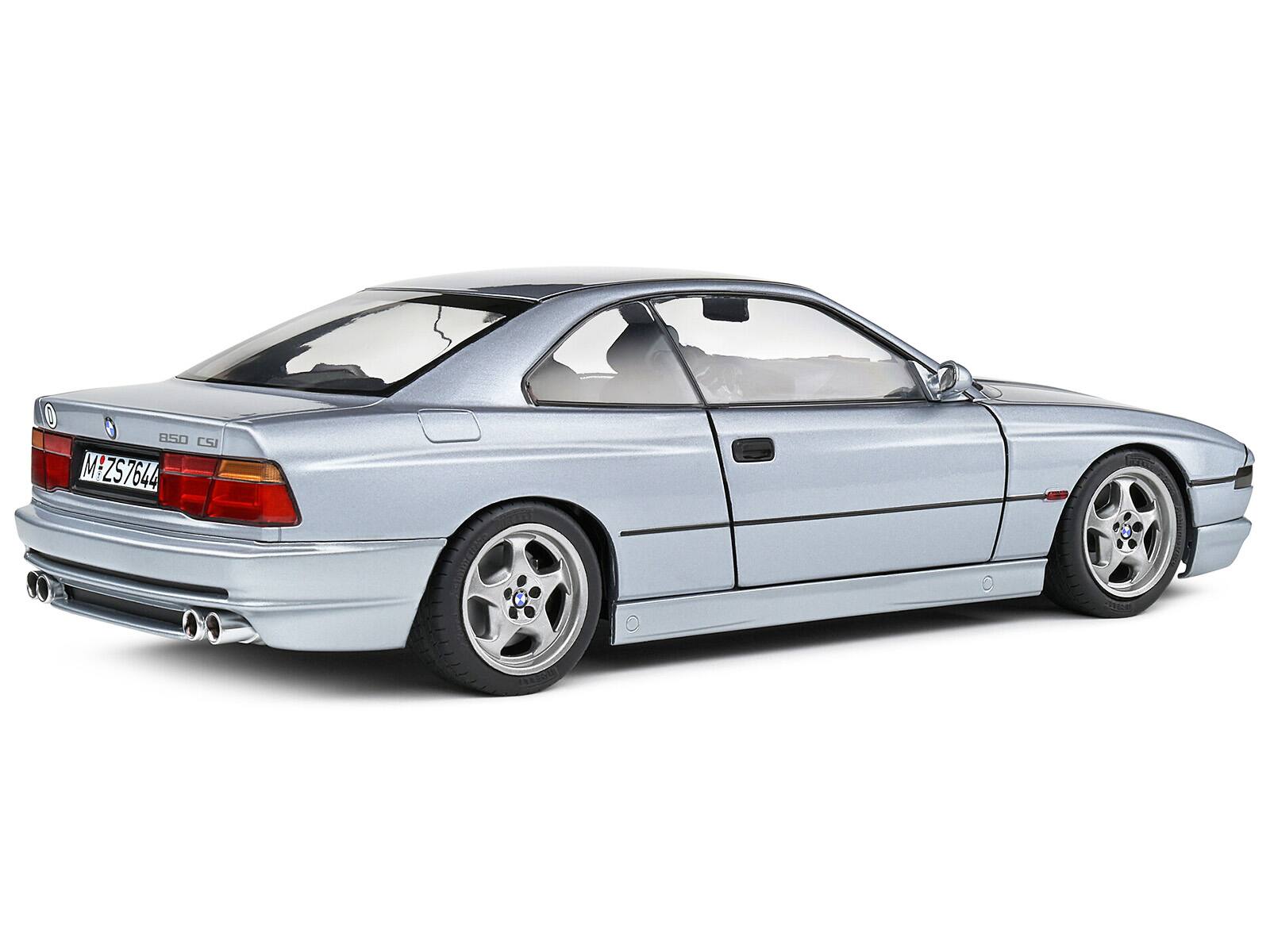 Alt View 1. Solido - 1992 BMW 850 (E31) CSI Arctic Silver Metallic 1/18 Diecast Model Car by Solido - Silver Metallic.
