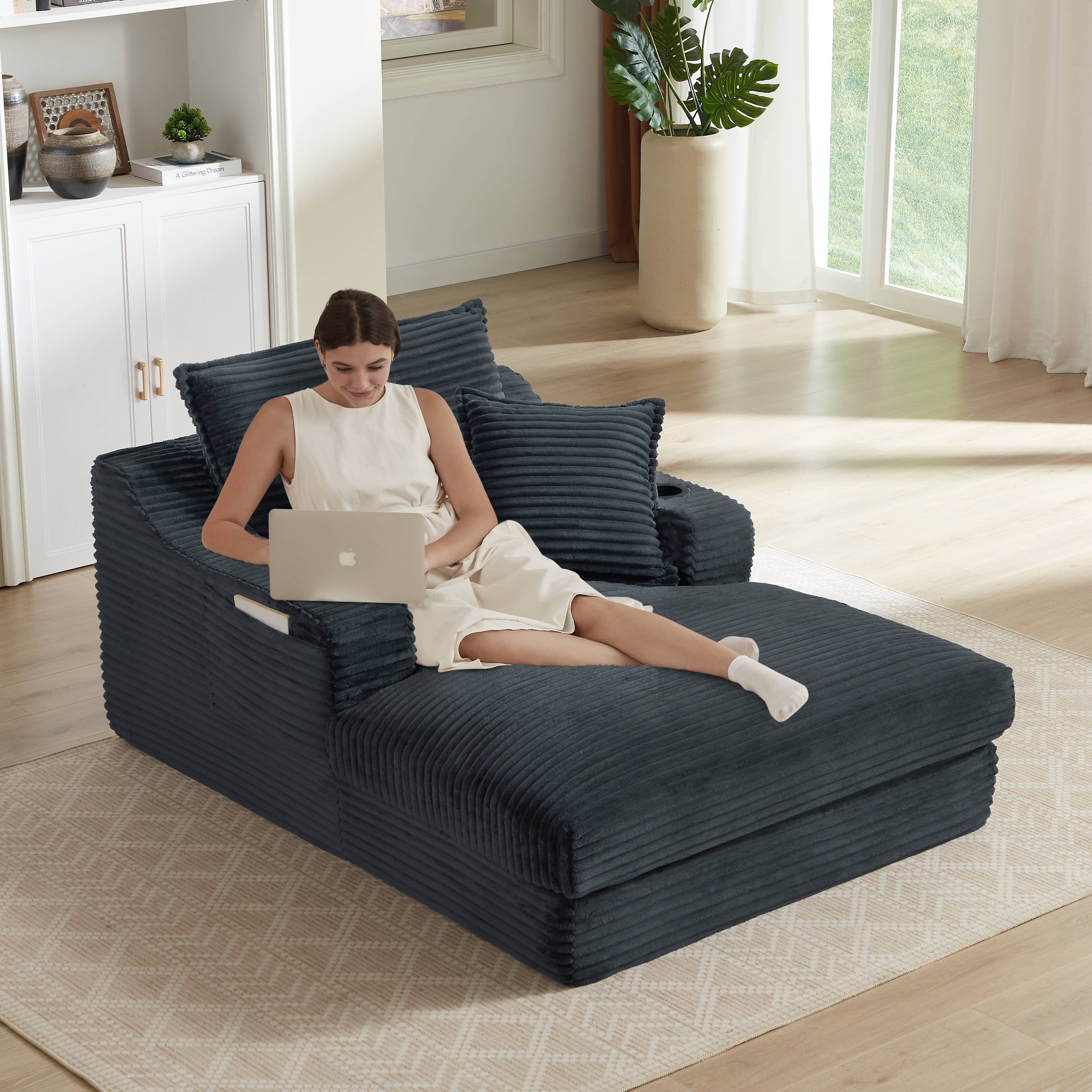 Alt View 2. Anysun - Modern Minimalist Chenille Combination Sofa – Spacious and Comfortable Living Room Loveseat for Families and Apartments - Dark Grey.