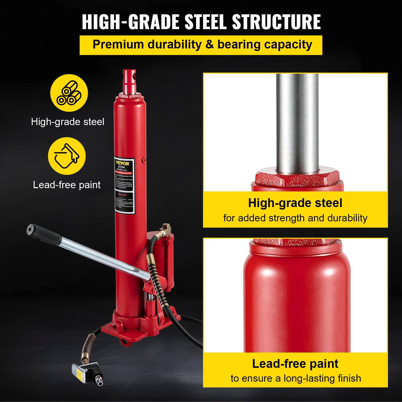 HIGH-GRADE STEEL STRUCTURE  
Premium durability & bearing capacity

- High-grade steel for added strength and durability
- Lead-free paint to ensure a long-lasting finish