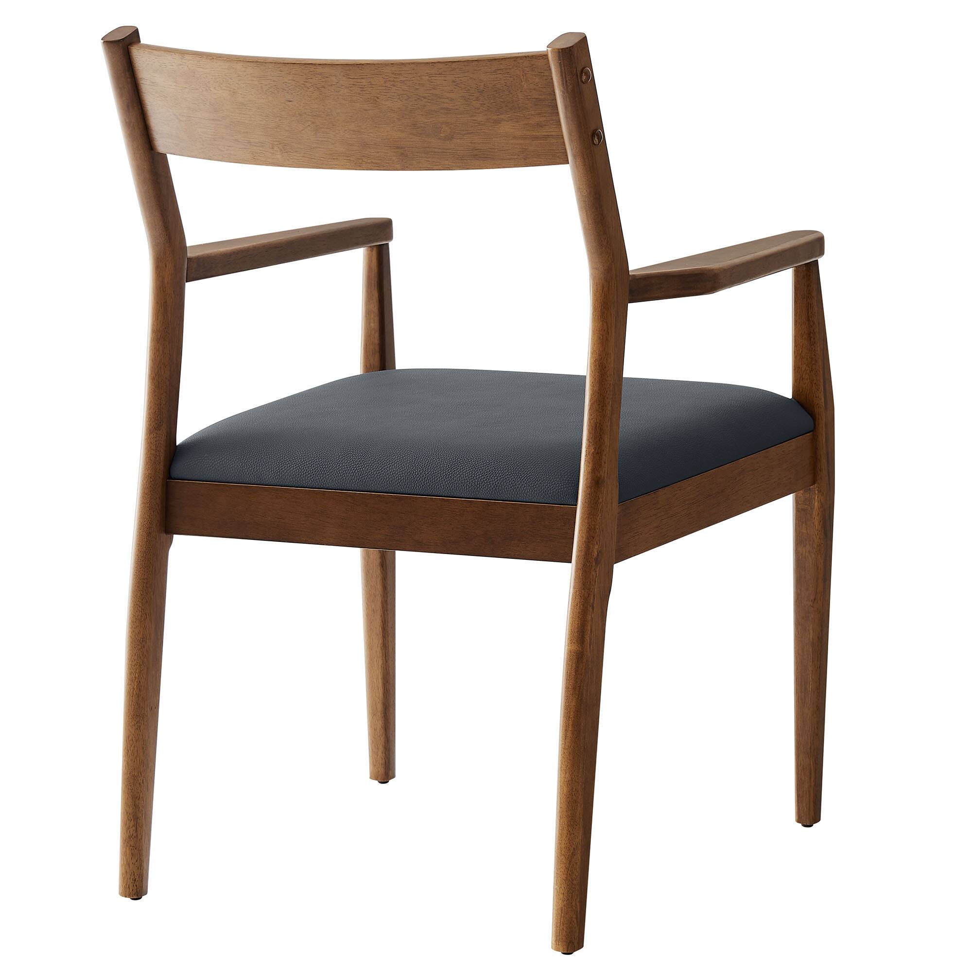 Alt View 4. Modway - Solara Dining Armchairs Set of 2 - Walnut Black.